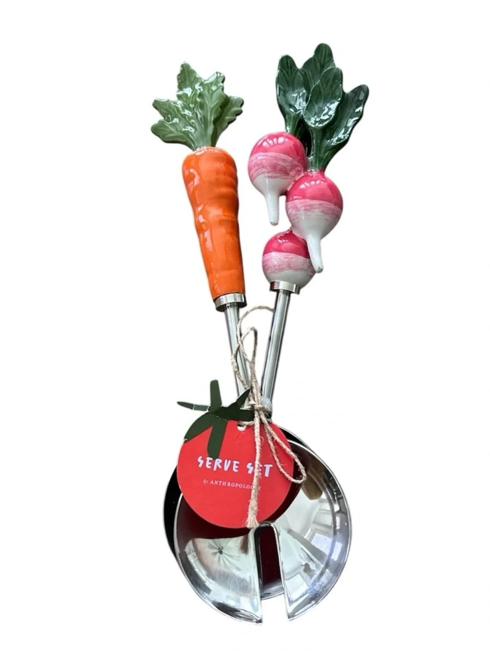 Anthropologie Crudité Serve Set Carrot Turnip Set of 2 Cottagecore Ceramic New